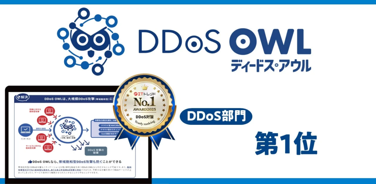 アイロバ提供の「DDoS OWL」が「ITトレンド年間ランキング2025」DDoS部門で第1位を獲得