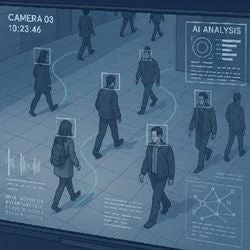 AIによる監視カメラ映像分析イメージ