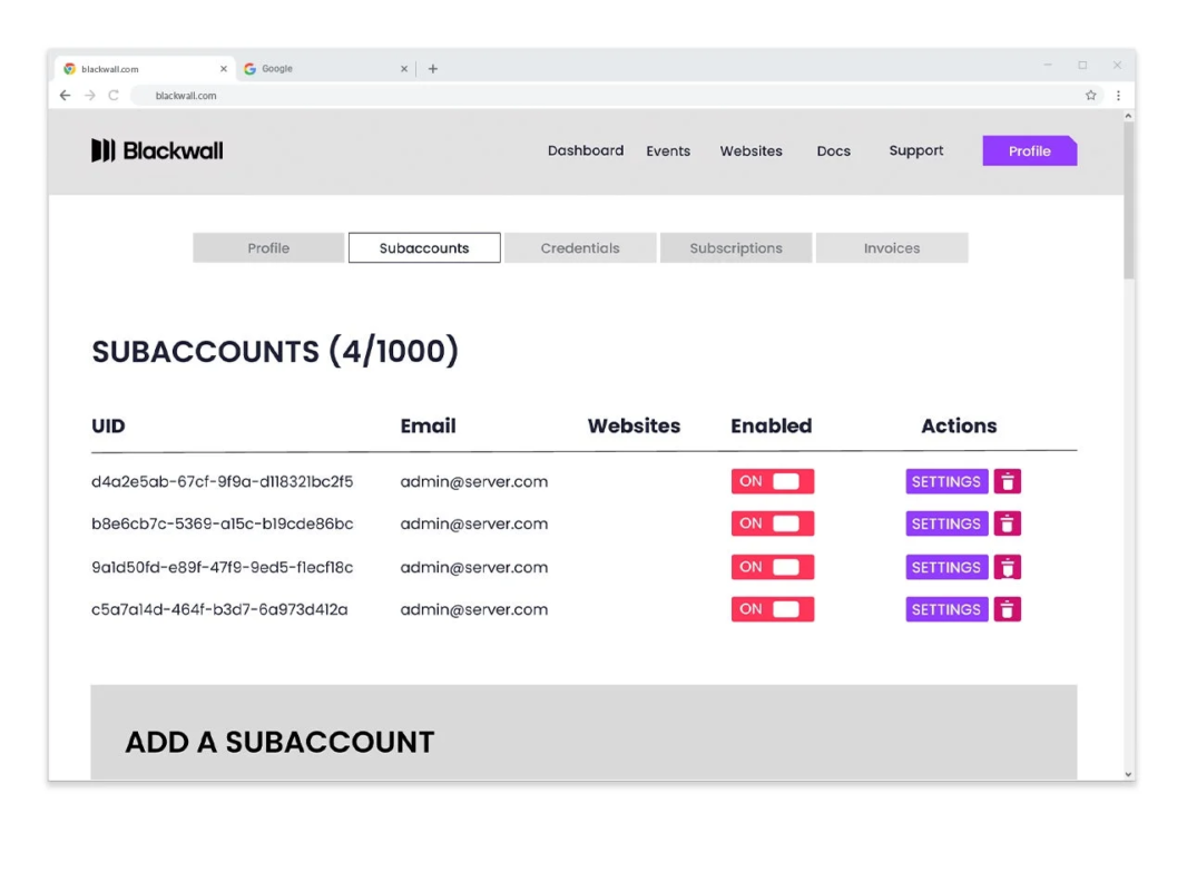 Blackwallアカウント管理