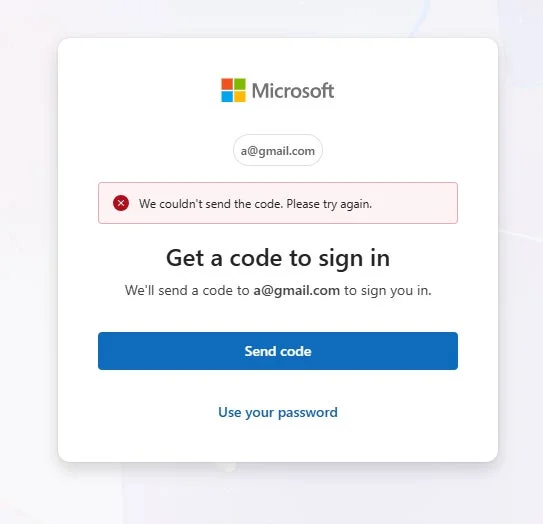 Microsoftサインイン試行中のエラー画面