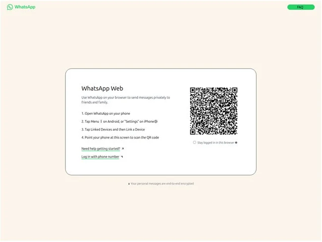 偽のWhatsApp Webログインページ