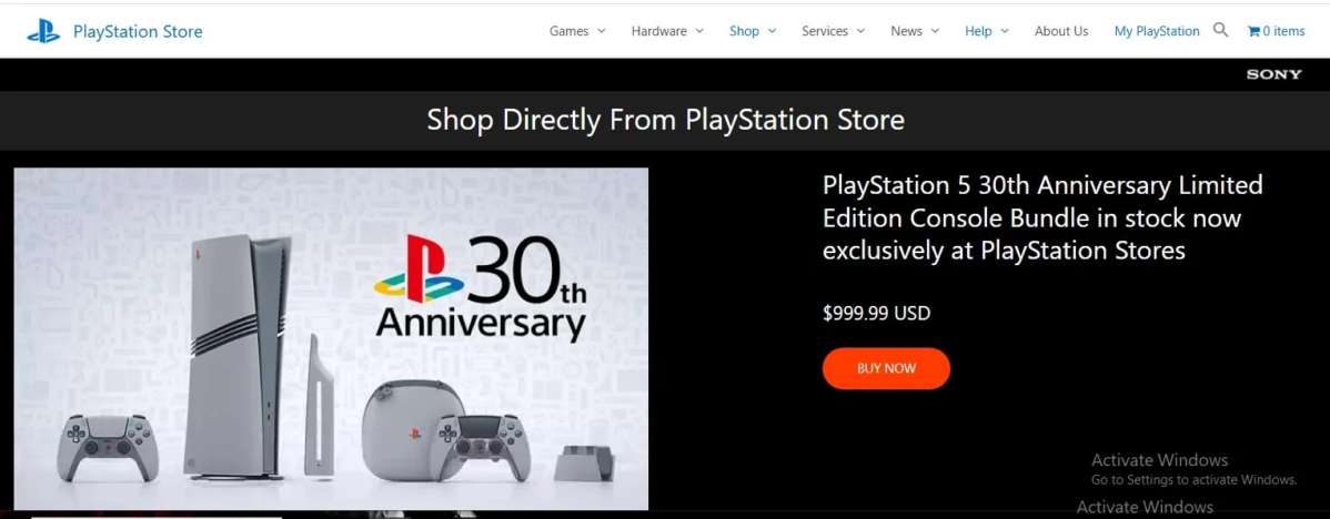 偽のPlayStation Storeウェブサイト