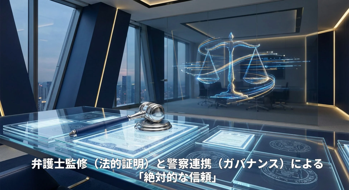 弁護士監修（法的証明）と警察連携（ガバナンス）による「絶対的な信頼」