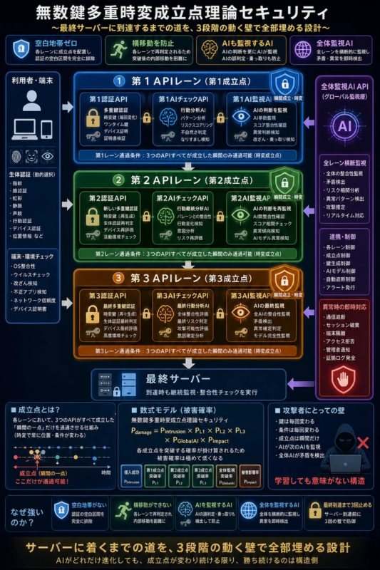 無数鍵多重時変成立点理論の防御構造