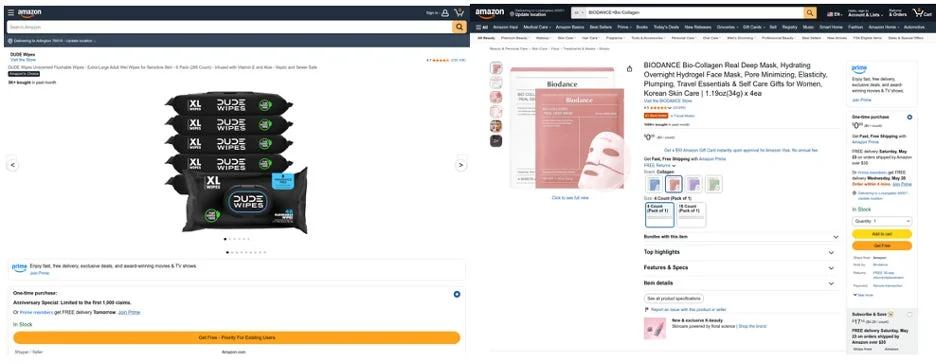偽のAmazon商品ページ