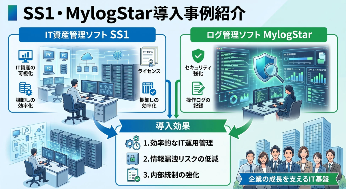 IT資産管理ソフトSS1とログ管理ソフトMylogStarの導入事例を紹介