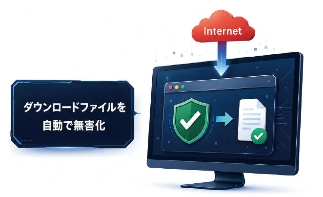 インターネット ダウンロードファイルを自動で無害化