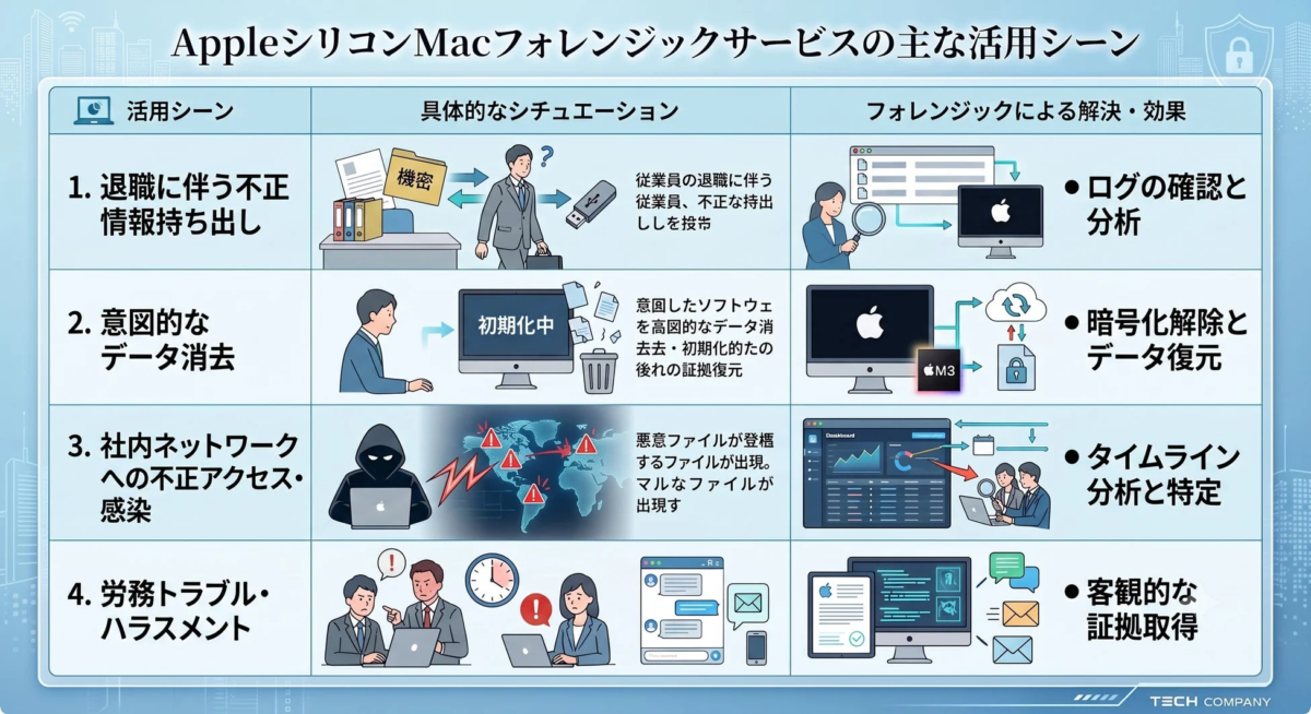 Appleシリコン Macフォレンジックサービスの主な活用シーン