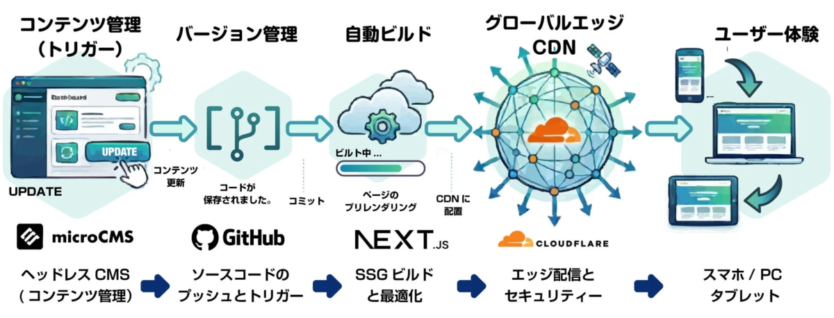 JamstackのWebコンテンツ配信フロー