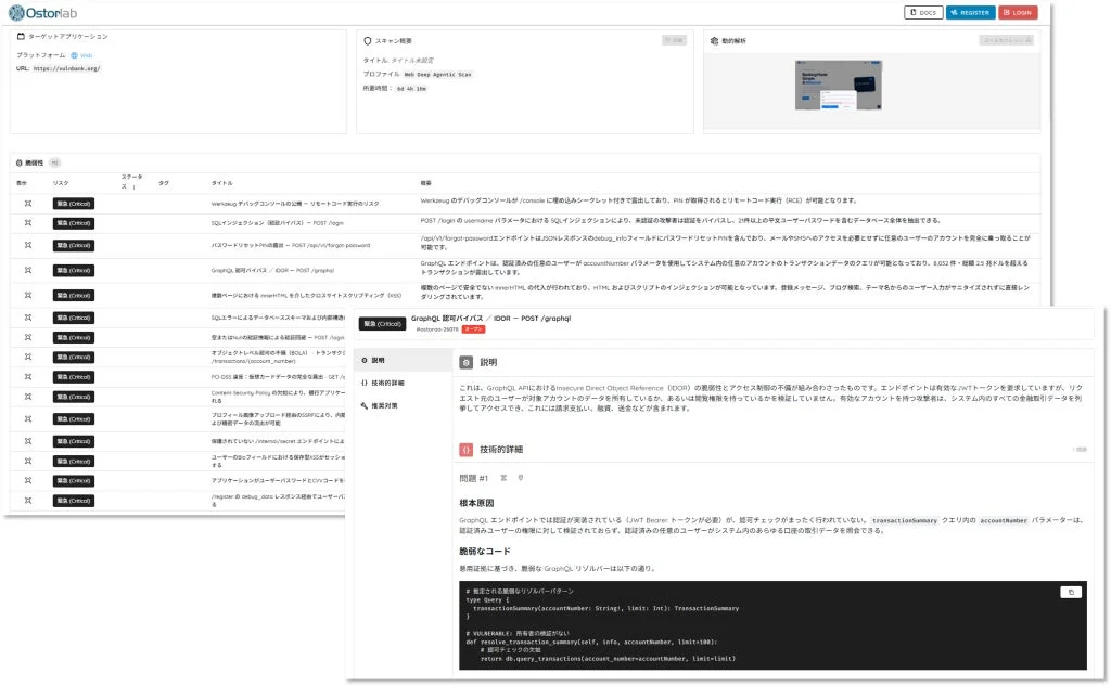 OstorlabのWebアプリ脆弱性診断レポート